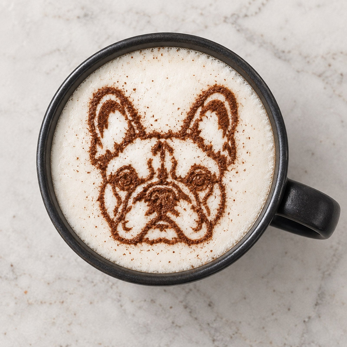 フレンチブルドッグのラテアートとLATTECAM